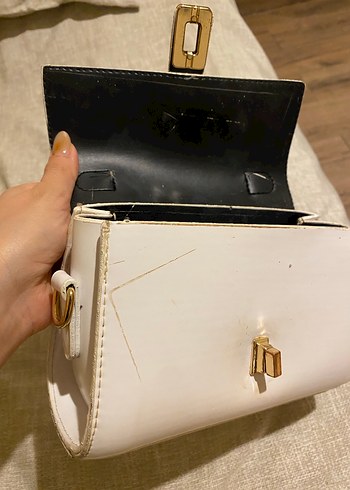 Klasik Beyaz Deri Kadın Çanta - Görsel 4