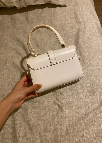 Klasik Beyaz Deri Kadın Çanta - Görsel 2