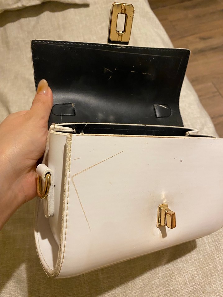Klasik Beyaz Deri Kadın Çanta - Görsel 4