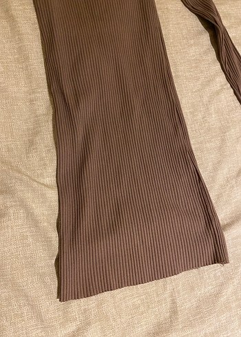 Bej Yüksek Yakalı Uzun Kollu Triko Elbise - Görsel 5