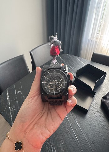 Wainer Siyah Metal Hasır Kordon saat - Görsel 7