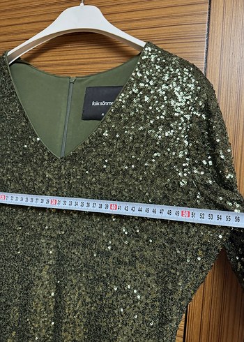 Faik Sönmez Payetli V Yaka Abiye Elbise - Görsel 9