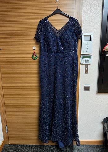 Lacivert Taş ve Boncuk İşlemeli  Uzun Abiye DRESS CORE MARKA - Görsel 8