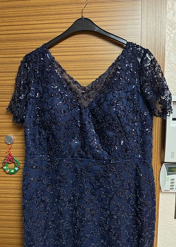 Lacivert Taş ve Boncuk İşlemeli  Uzun Abiye DRESS CORE MARKA - Görsel 2