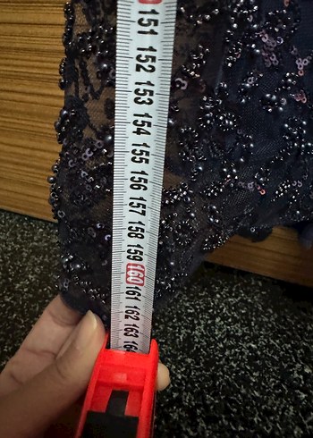 Lacivert Taş ve Boncuk İşlemeli  Uzun Abiye DRESS CORE MARKA - Görsel 5