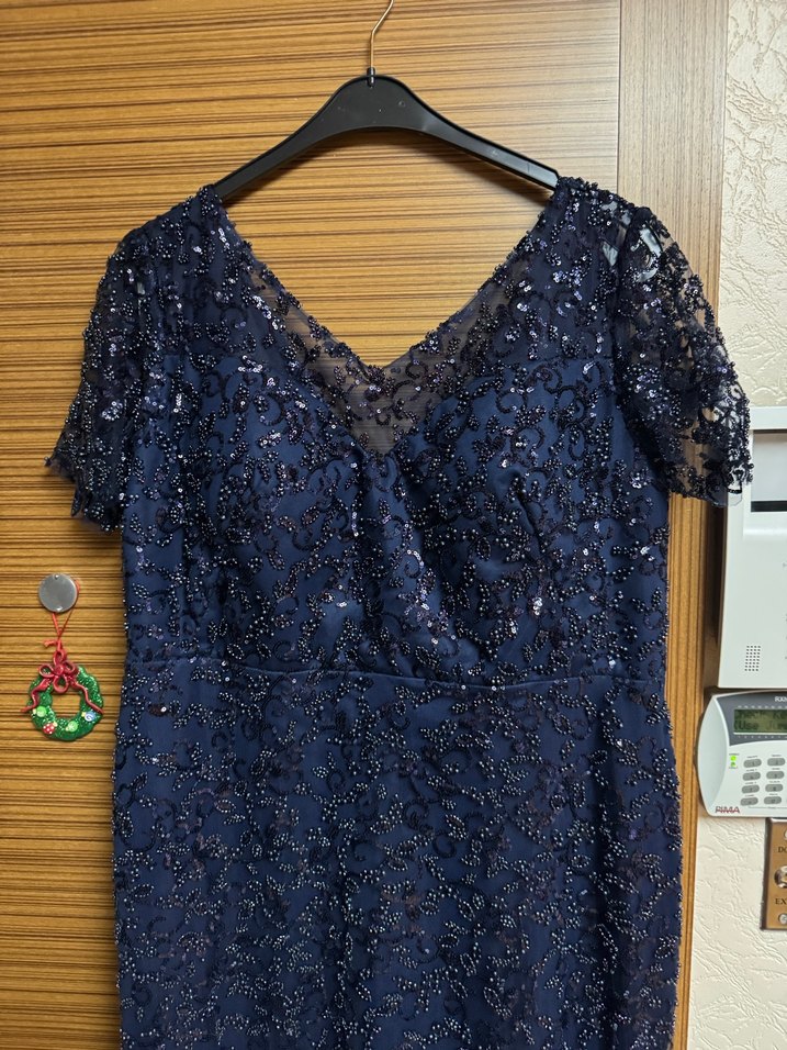 Lacivert Taş ve Boncuk İşlemeli  Uzun Abiye DRESS CORE MARKA - Görsel 2