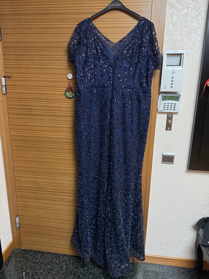 Lacivert Taş ve Boncuk İşlemeli  Uzun Abiye DRESS CORE MARKA - Görsel 3