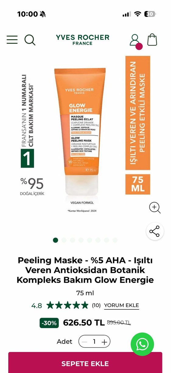 Yves Rocher Glow Energie Peeling Maskesi 75 ml - Görsel 4