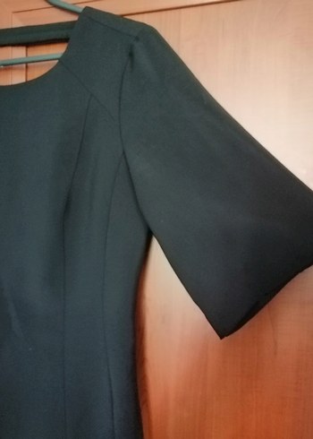 40 Beden siyah Renk Siyah Kısa Kollu Midi Ofis Elbisesi