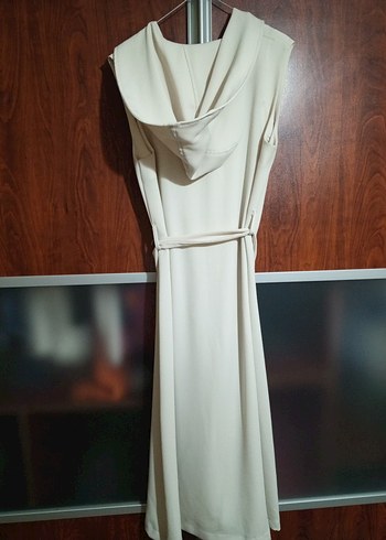 Bej Bohem Uzun Kollessiz Kadın yelek - Görsel 2