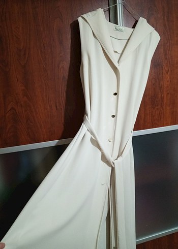 Bej Bohem Uzun Kollessiz Kadın yelek - Görsel 3