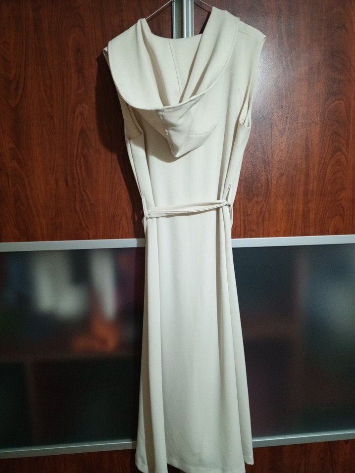 Bej Bohem Uzun Kollessiz Kadın yelek - Görsel 2