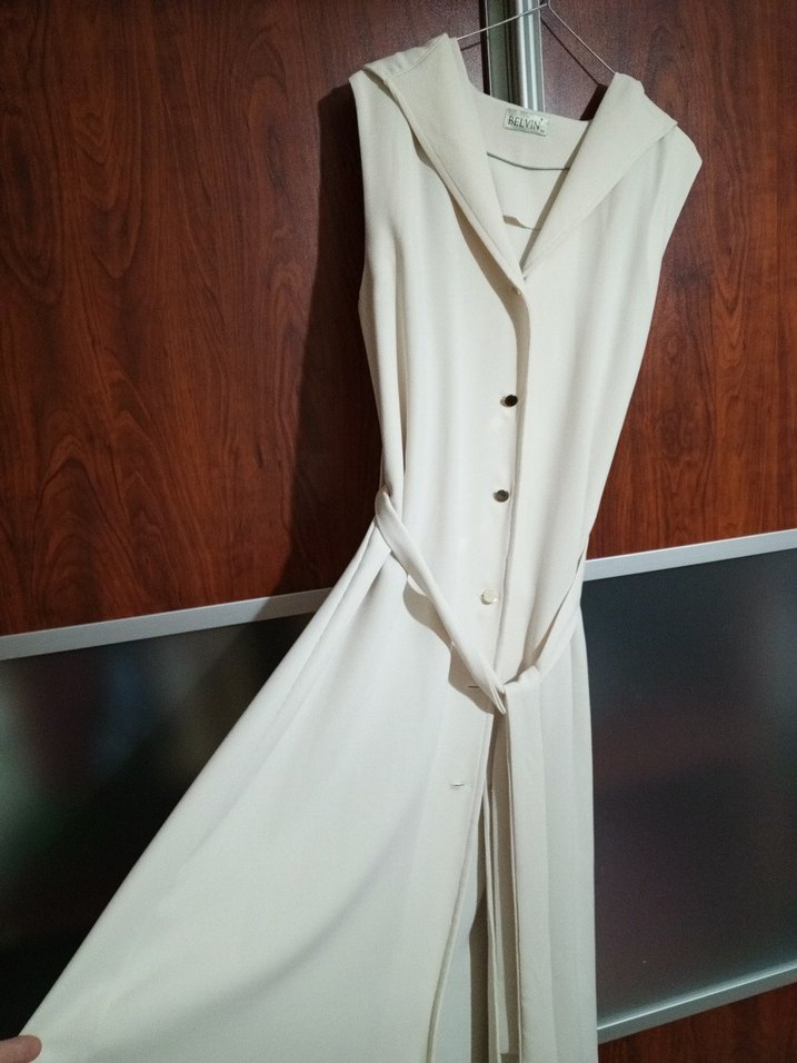 Bej Bohem Uzun Kollessiz Kadın yelek - Görsel 3