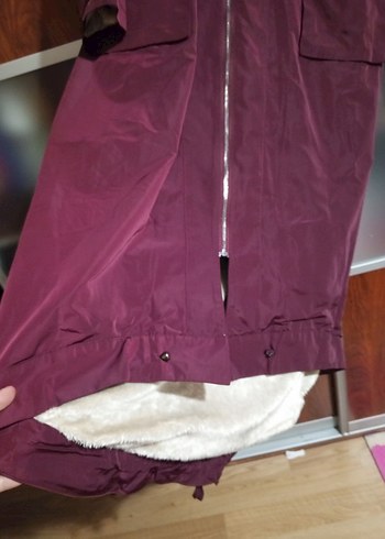 Bordo Uzun Kadın Yağmurluk Fermuarlı - Görsel 6