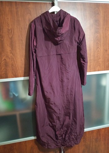 Bordo Uzun Kadın Yağmurluk Fermuarlı - Görsel 3