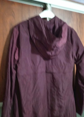 Bordo Uzun Kadın Yağmurluk Fermuarlı - Görsel 4