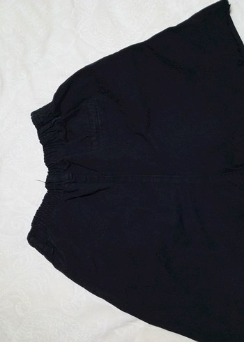 Düğmeli Siyah Kadın Midi Denim Pantolon - Görsel 2