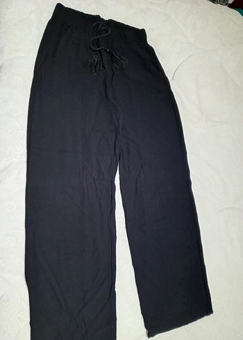 Siyah Salaş Kumaş Pantolon Püsküllü - Görsel 6