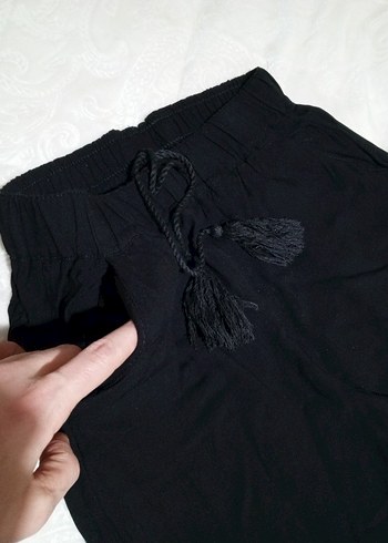 Siyah Salaş Kumaş Pantolon Püsküllü - Görsel 3