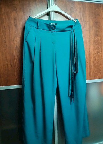 Turkuaz Kemerli Rahat Kesim Kadın Pantolon - Görsel 6