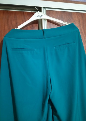 Turkuaz Kemerli Rahat Kesim Kadın Pantolon - Görsel 7