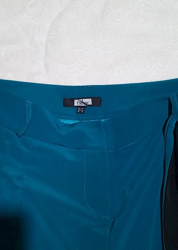 Turkuaz Kemerli Rahat Kesim Kadın Pantolon - Görsel 9