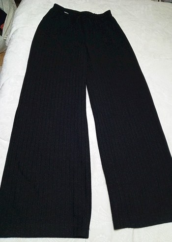 Kadın Siyah örme kumaş Pantolon - Görsel 2