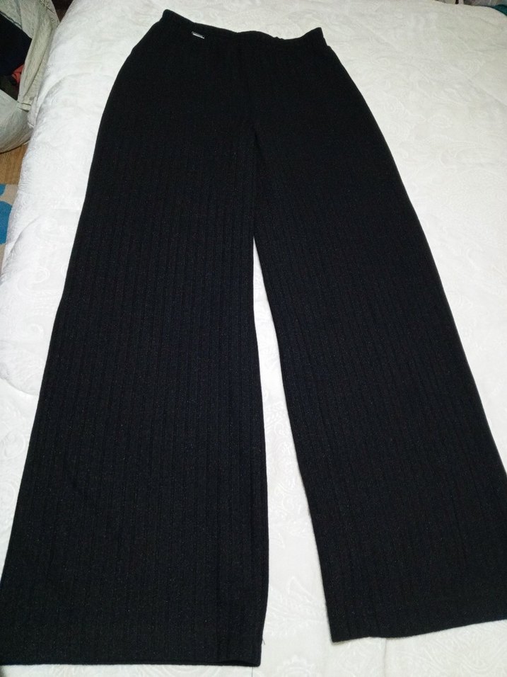 Kadın Siyah örme kumaş Pantolon - Görsel 2