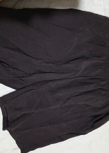 Kadın Siyah Keten Midi şort - Görsel 4