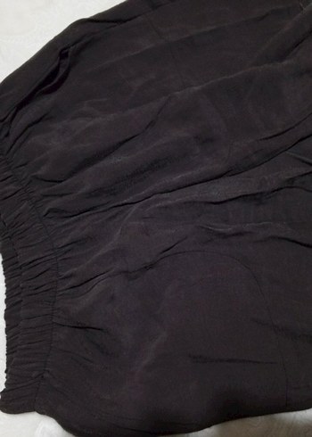 Kadın Siyah Keten Midi şort - Görsel 2