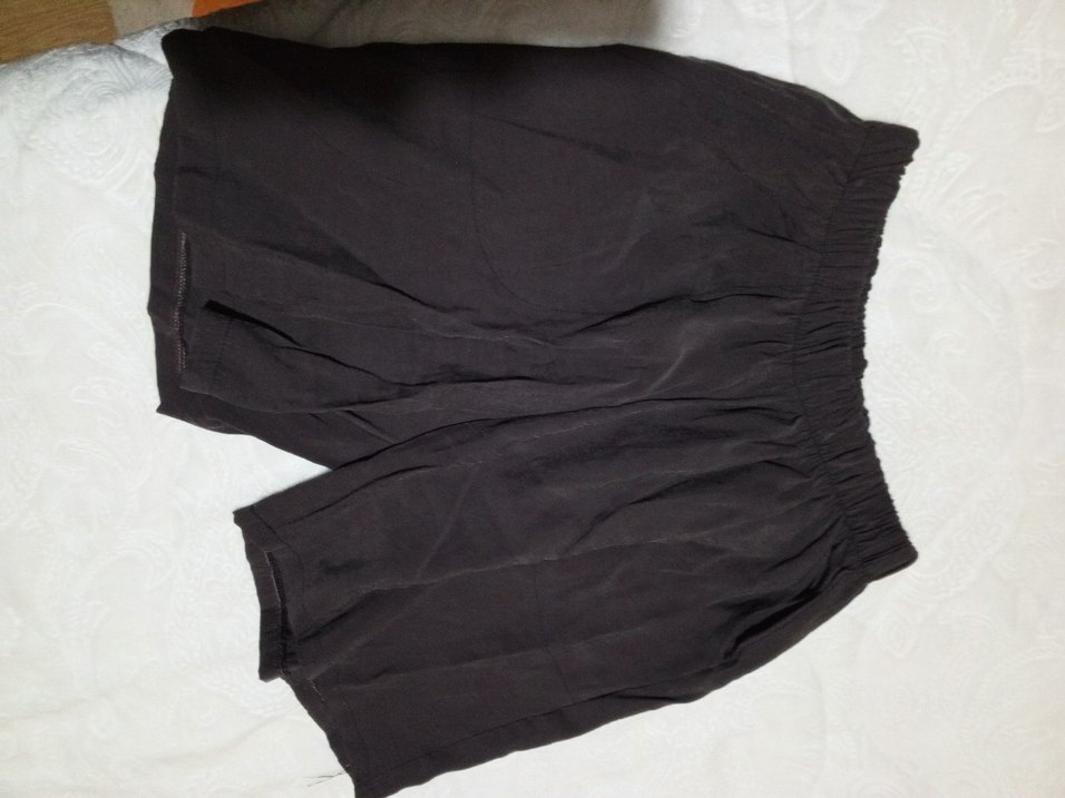 Kadın Siyah Keten Midi şort - Görsel 4