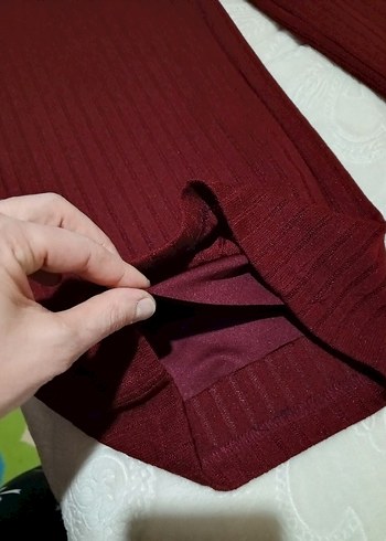 Bordo Örme Kadın Pantolon - Görsel 3