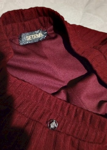 Bordo Örme Kadın Pantolon - Görsel 5