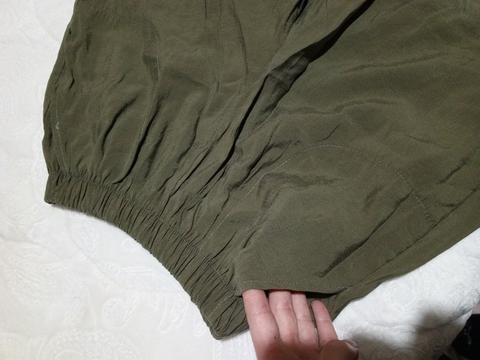 Kadın Haki Keten Midi Bol Kesim şort - Görsel 2