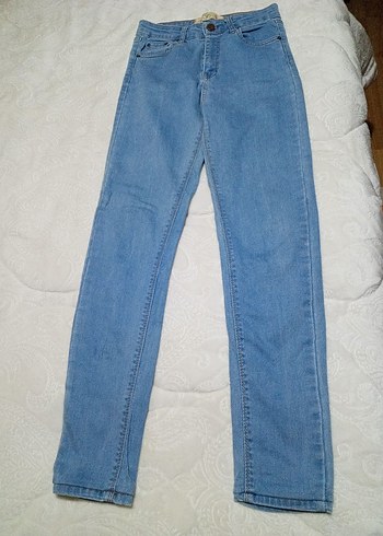 Düğmeli Mavi Kadın Denim Pantolon - Görsel 4