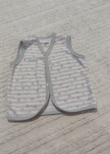 Kız Çocuk Gri Düğmeli V Yaka Yelek - Görsel 2