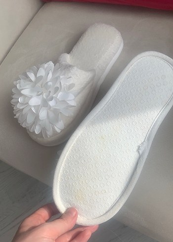 Beyaz Kadın Çiçekli Lohusa Ev Terliği - Görsel 4