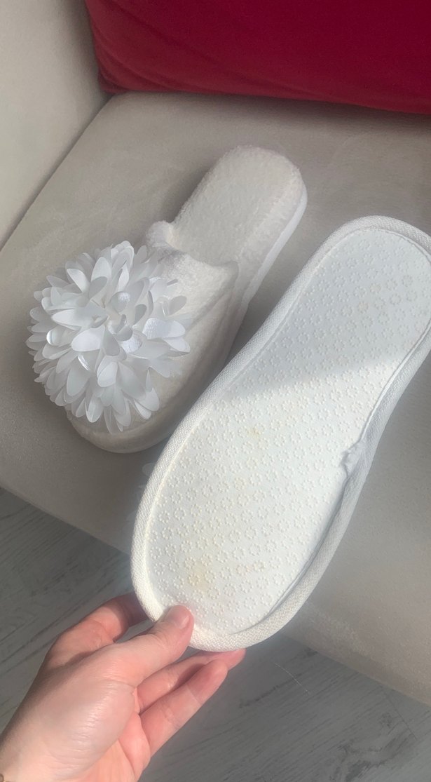 Beyaz Kadın Çiçekli Lohusa Ev Terliği - Görsel 4