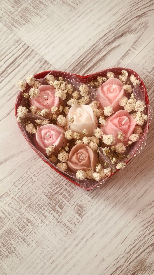 Kalp Şeklinde Pembe Çiçek Kutusu - Görsel 3