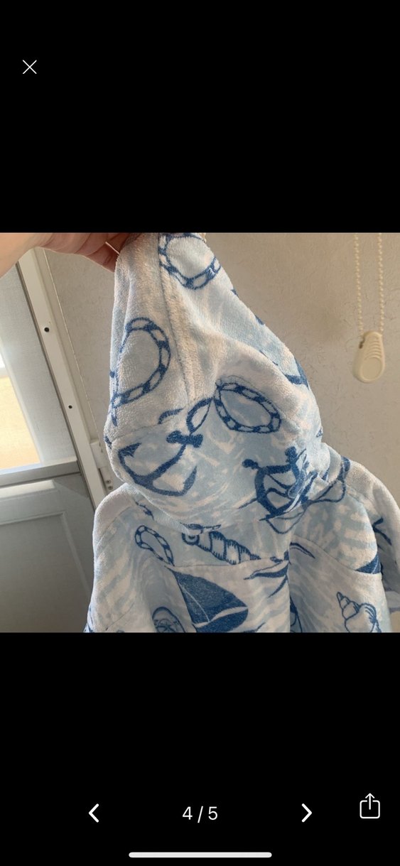 Erkek Çocuk Mavi Baskılı Panço ve Havlu Seti - Görsel 4