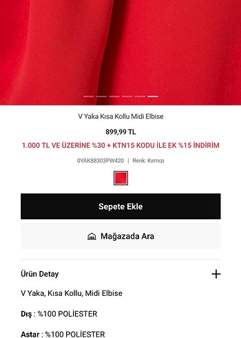 s Beden Kırmızı V Yaka Midi Kadın Elbise
