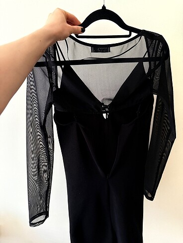 36 Beden Siyah mini elbise bershka