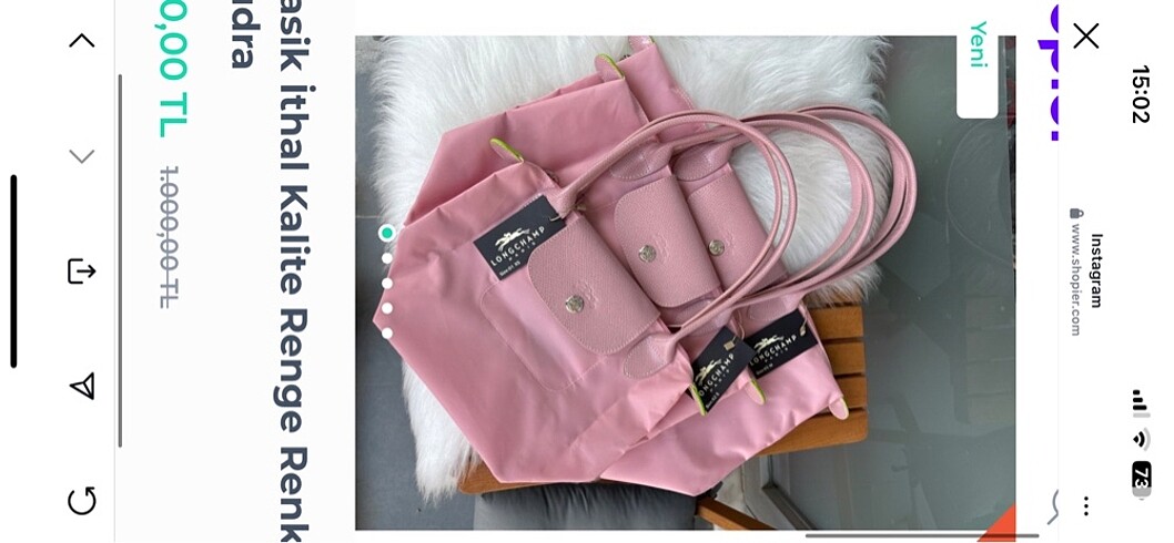 Longchamp pembe