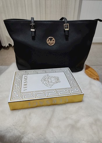 Versace 19.69 Siyah Deri Fermuarlı Kadın Çanta