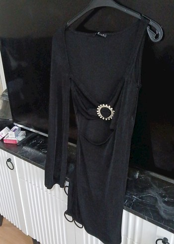 Uzun Kollu Siyah Gotik Drapeli Elbise - Görsel 2