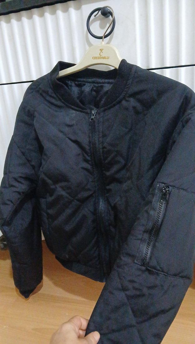 Siyah fermuarlı Kadın Street Wear Ceket - Görsel 2