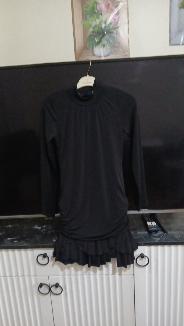 Siyah Uzun Kollu Yüksek Yaka Hamile Tunik - Görsel 2