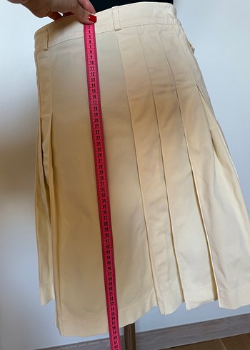 s Beden sarı Renk Burberry sari pilili etek midi boy