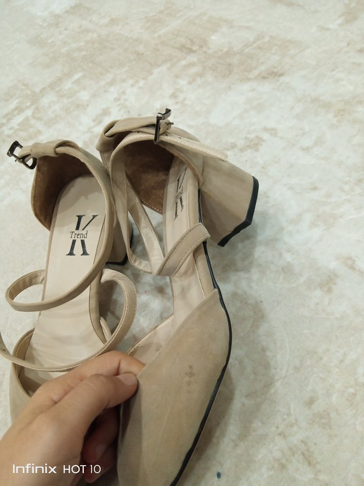 Bej Süet Tokalı Stiletto Kadın Ayakkabı - Görsel 2