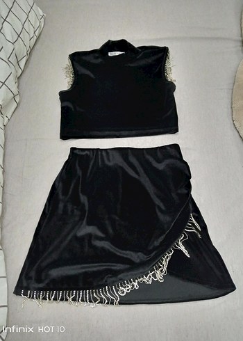 Siyah Mini etek ve bluz - Görsel 2